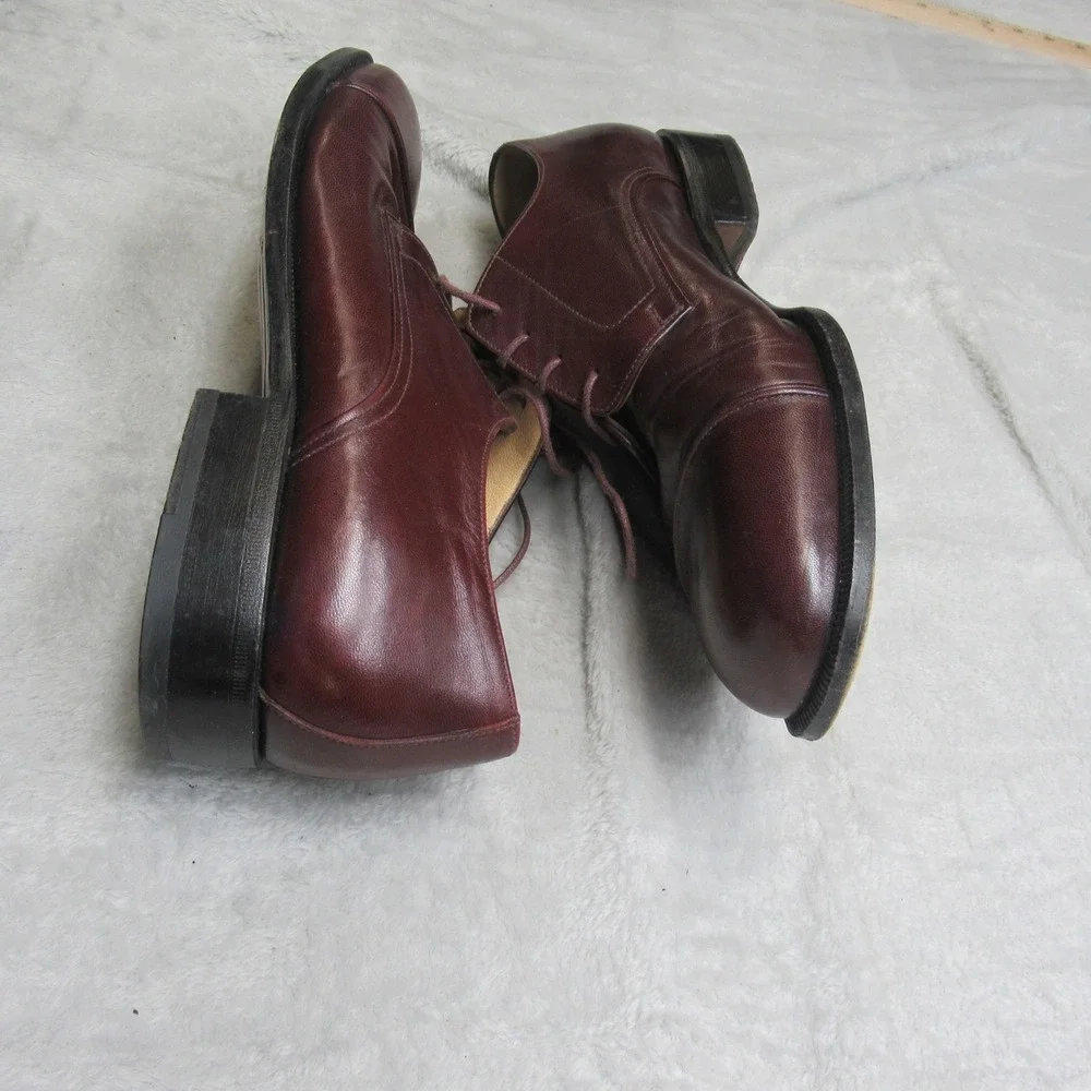 Pincipe Men 10D Dress Shoes Burgundy Leather Cap Toe Oxford Lace-Up Formal Italy
